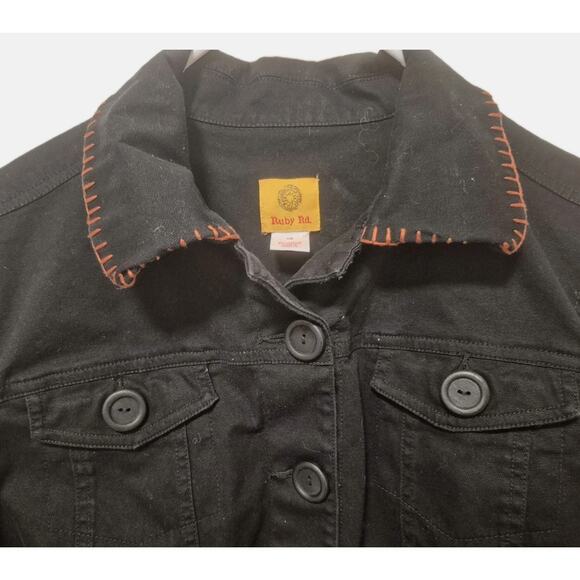 Ruby Road Bead Embellished Short Black Jacket Embroidered Women Size 12 - Picture 6 of 9